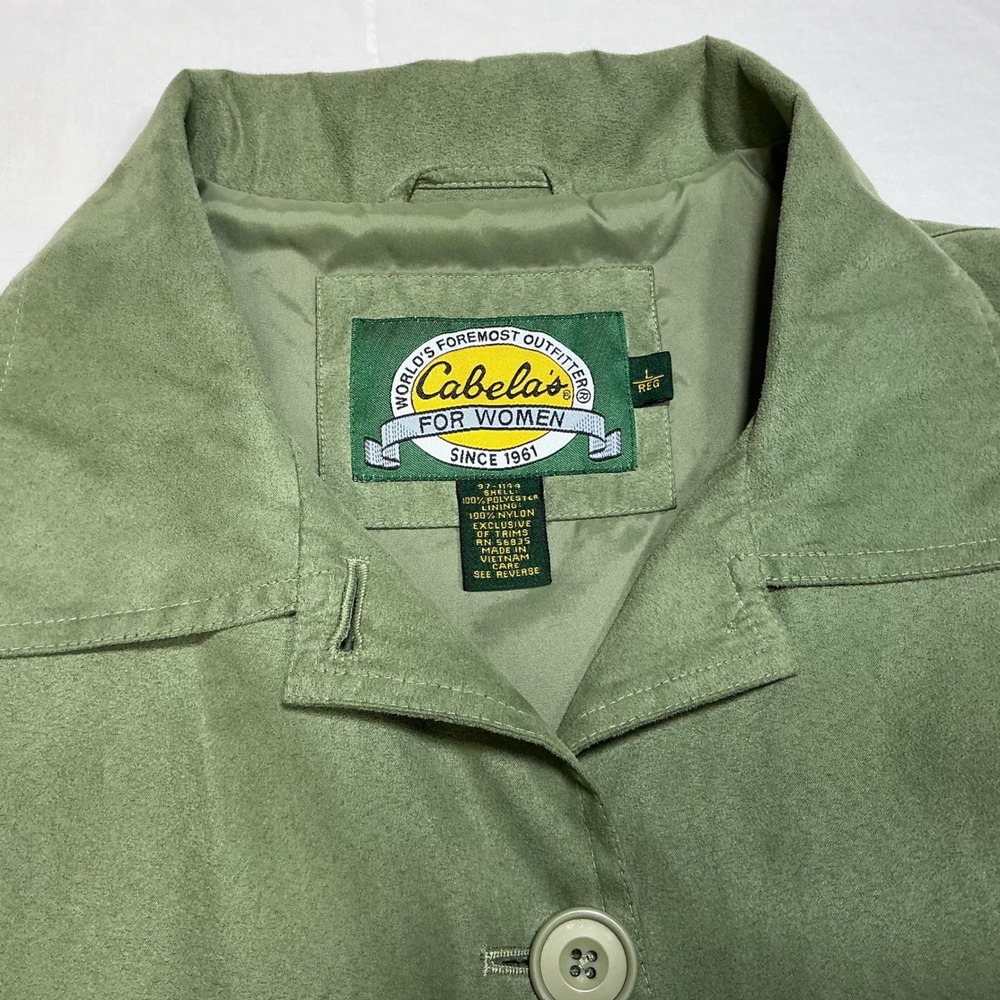 Cabelas Sage Green Button Up Jacket Collared Outdoor Coat Womens L - Picture 2 of 12